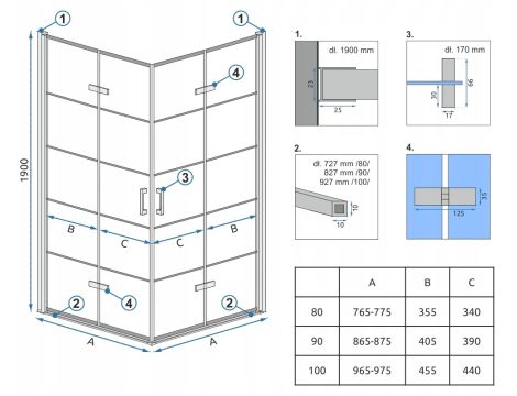 Kabina Prysznicowa Składana MOLIER Double 80x90 - 4