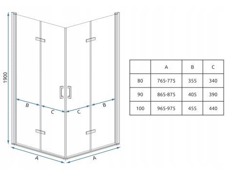 Kabina Prysznicowa Składana MOLIER Double 90x90 - 4