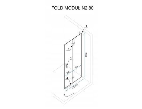 Kabina Prysznicowa cała Składana 80x110 FOLD REA - 7