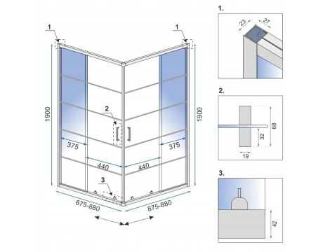 Kabina prysznicowa Concept Double Czarna 90x90 - 5