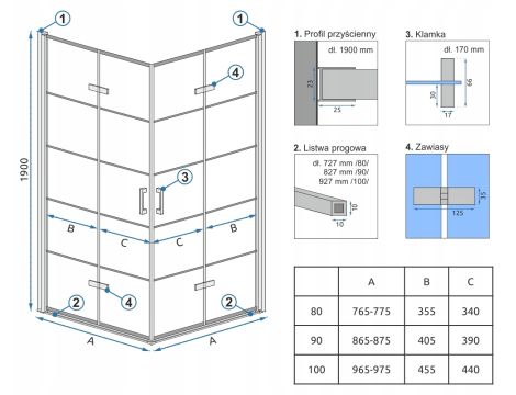 Kabina Prysznicowa Składana MOLIER Double 100x90 - 4