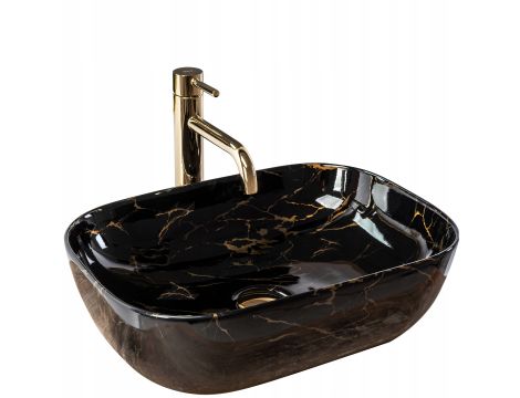 UMYWALKA NABLATOWA CERAMICZNA BELINDA BLACK MARBLE SHINY REA