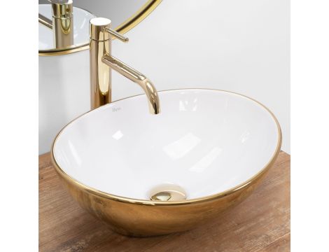 UMYWALKA NABLATOWA CERAMICZNA SOFIA GOLD WHITE BIAŁO ZŁOTA REA - 3