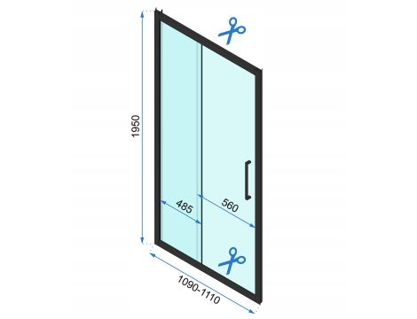 Drzwi Prysznicowe Przesuwne Rapid Slide 110 CZARNE - 7