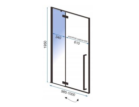 Drzwi Prysznicowe EasyClean Czarne FARGO 100 REA - 5