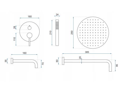 ZESTAW PRYSZNICOWY NATRYSKOWY LUNGO Brush Gold PODTYNKOWY REA WYLEWKA - 8