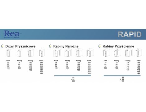 Drzwi Prysznicowe Składane Rapid Fold 100 CZARNE - 8