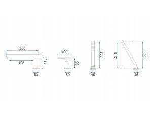 Bateria Wannowa 3 otworowa Czarna Black - REA GLEN - image 2