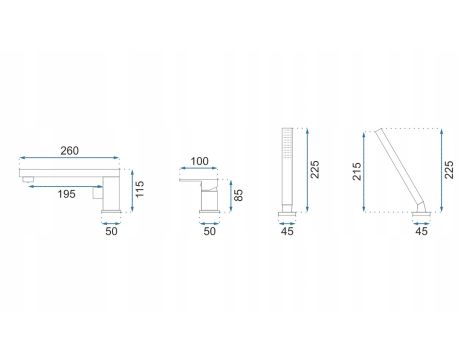 Bateria Wannowa 3 otworowa Czarna Black - REA GLEN - 2