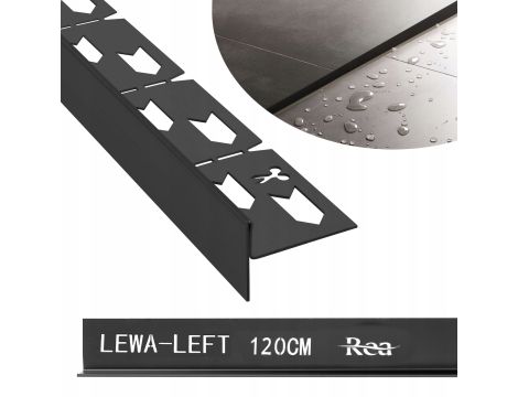 Listwa spadkowa brodzikowa 120CM CZARNY MAT BLACK Lewa - REA