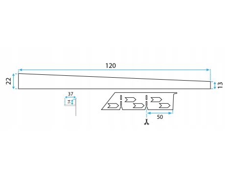 Listwa spadkowa brodzikowa 120CM CZARNY MAT BLACK Lewa - REA - 11