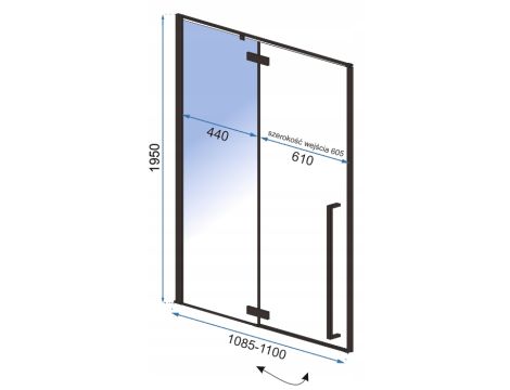 Drzwi Prysznicowe EasyClean Czarne FARGO 110 REA - 5