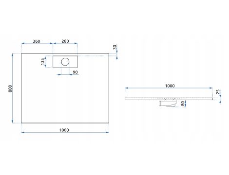 Brodzik Prysznicowy Bazalt Long Czarny 80x100cm REA - 11