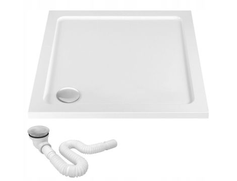 BRODZIK PRYSZNICOWY SAVOY SLIM NISKI BIAŁY WHITE 90x90 REA