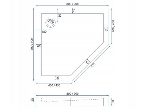 BRODZIK PRYSZNICOWY DIAMOND SLIM NISKI BIAŁY WHITE 90x90 REA - 6